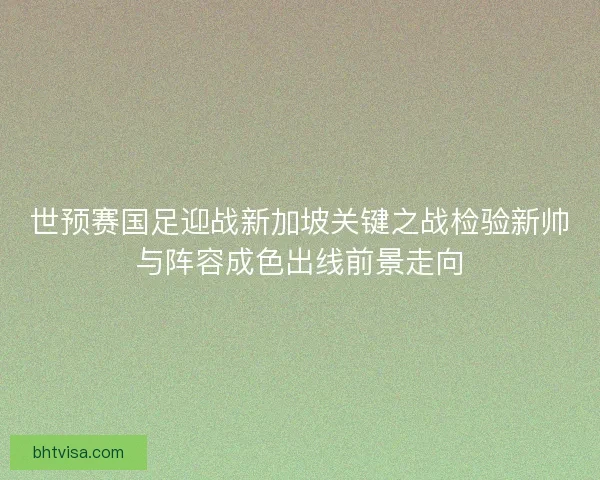 世预赛国足迎战新加坡关键之战检验新帅与阵容成色出线前景走向